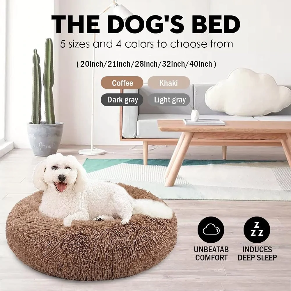 NEW 24” Fluffy Plush Round Pet Bed